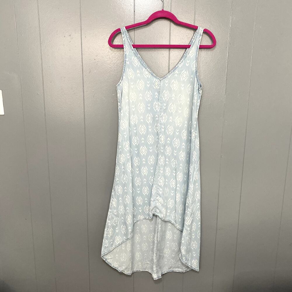 Anthropologie Cloth & Stone Blue Chambray Tribal Print High Low Tank Dress S